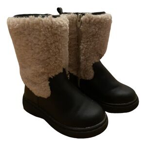 Zara faux leather and shearling toddler boots